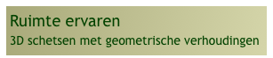 Ruimte ervaren
3D schetsen met geometrische verhoudingen